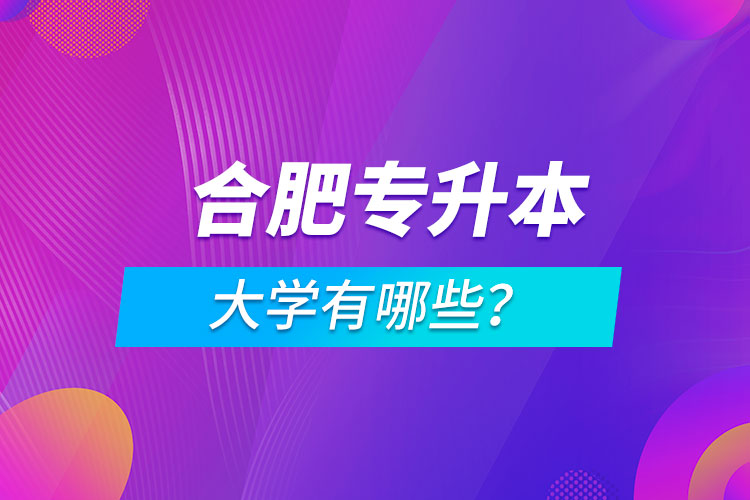 合肥專升本大學(xué)有哪些？