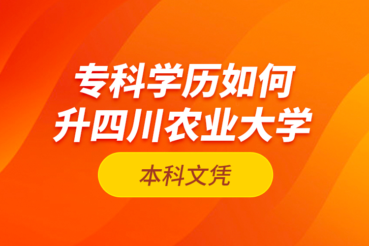 ?？茖W(xué)歷如何升四川農(nóng)業(yè)大學(xué)本科文憑