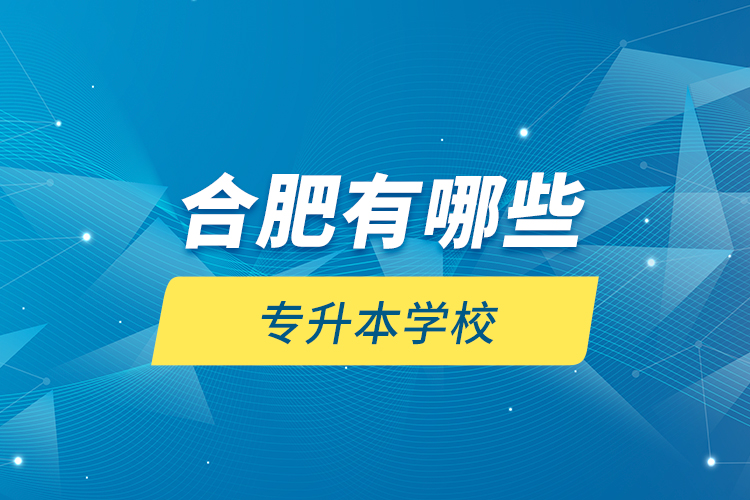 合肥有哪些專(zhuān)升本學(xué)校？