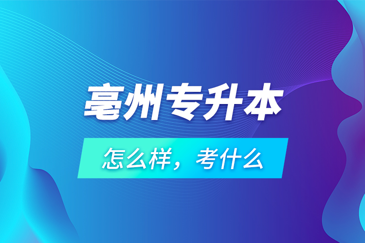 亳州專升本怎么樣，考什么？